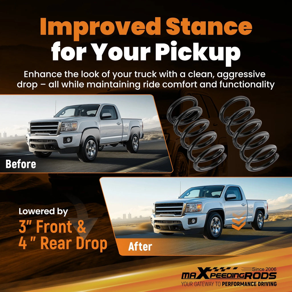 Front 3in Rear 4in Coil Spring Lowering Kit for Chevy S10 Blazer (1983–1994)