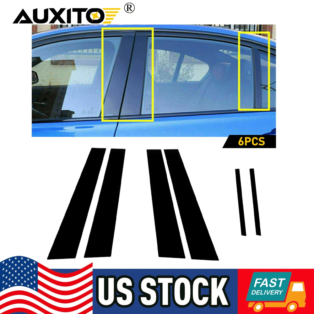 Set of 6 Black Pillar Post Trim Covers for Dodge Charger (2011–2021)