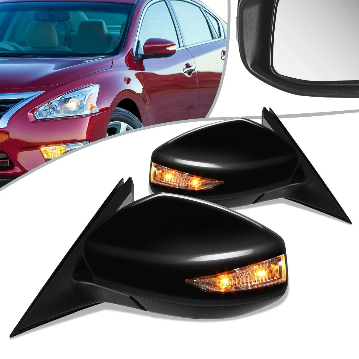 Pair of Power Heated Signal Door Mirrors for Nissan Altima (2013–2018) NI1320225 NI1321225