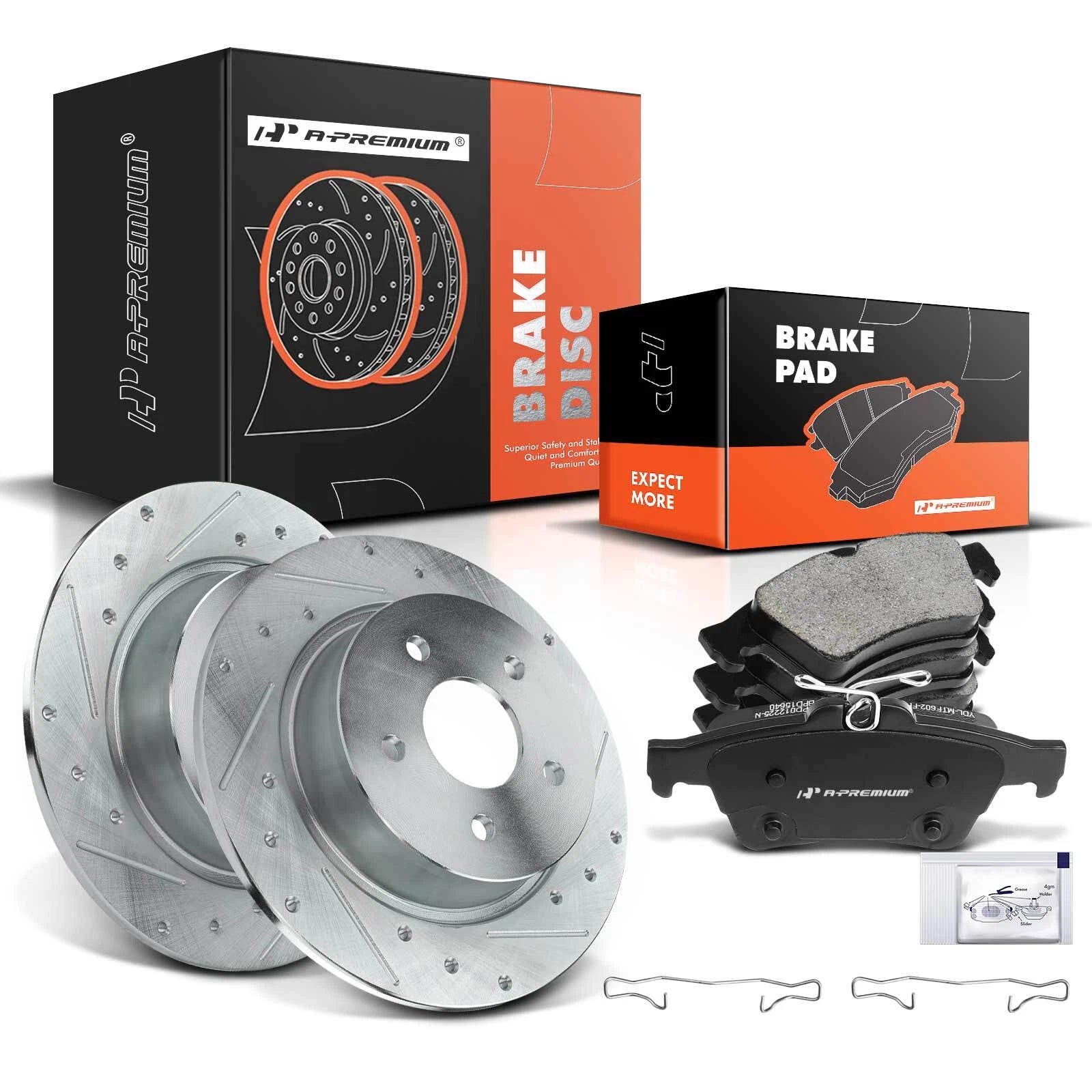 Set of 2 Rear Drilled Brake Rotors and Pads for Ford Escape (2013–2016)