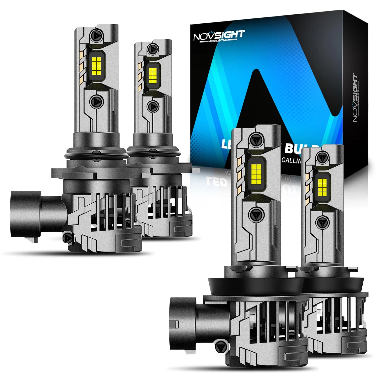 2X NOVSIGHT 9005 H11 LED Headlight Combo Bulbs Hi/Lo Beam (Canbus)