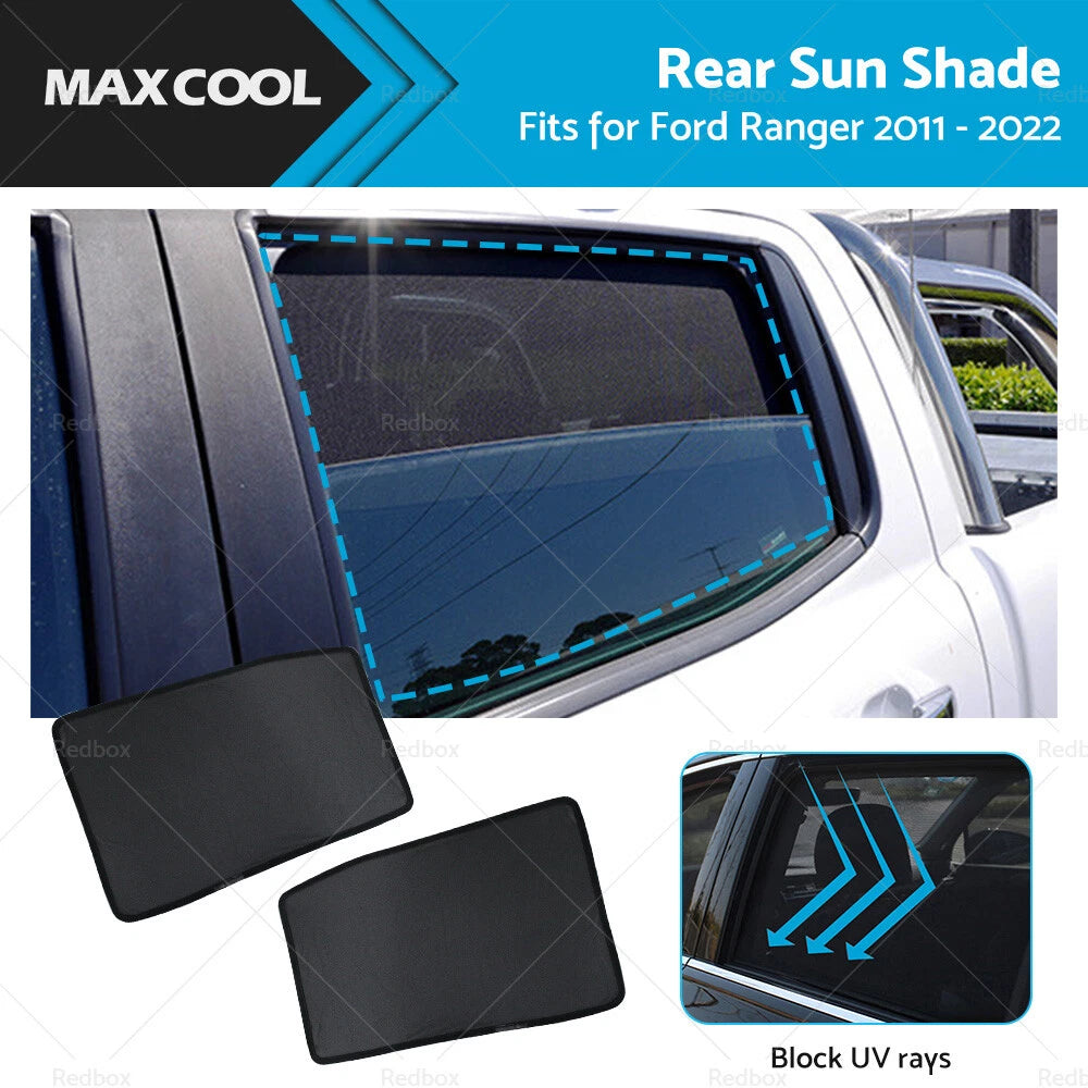 2X Rear Window Sun Shade for Ford Ranger (2011–2022) Mesh Car Sun Blind