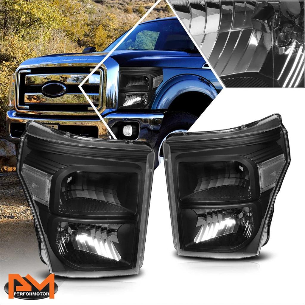 Headlight Lamp Replacement for Ford Super Duty (2011–2016) Black Housing