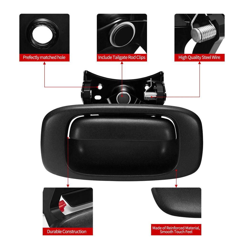 Rear Tailgate Handle & Bezel Set Black for Chevy GMC Silverado Sierra (1999-2006)
