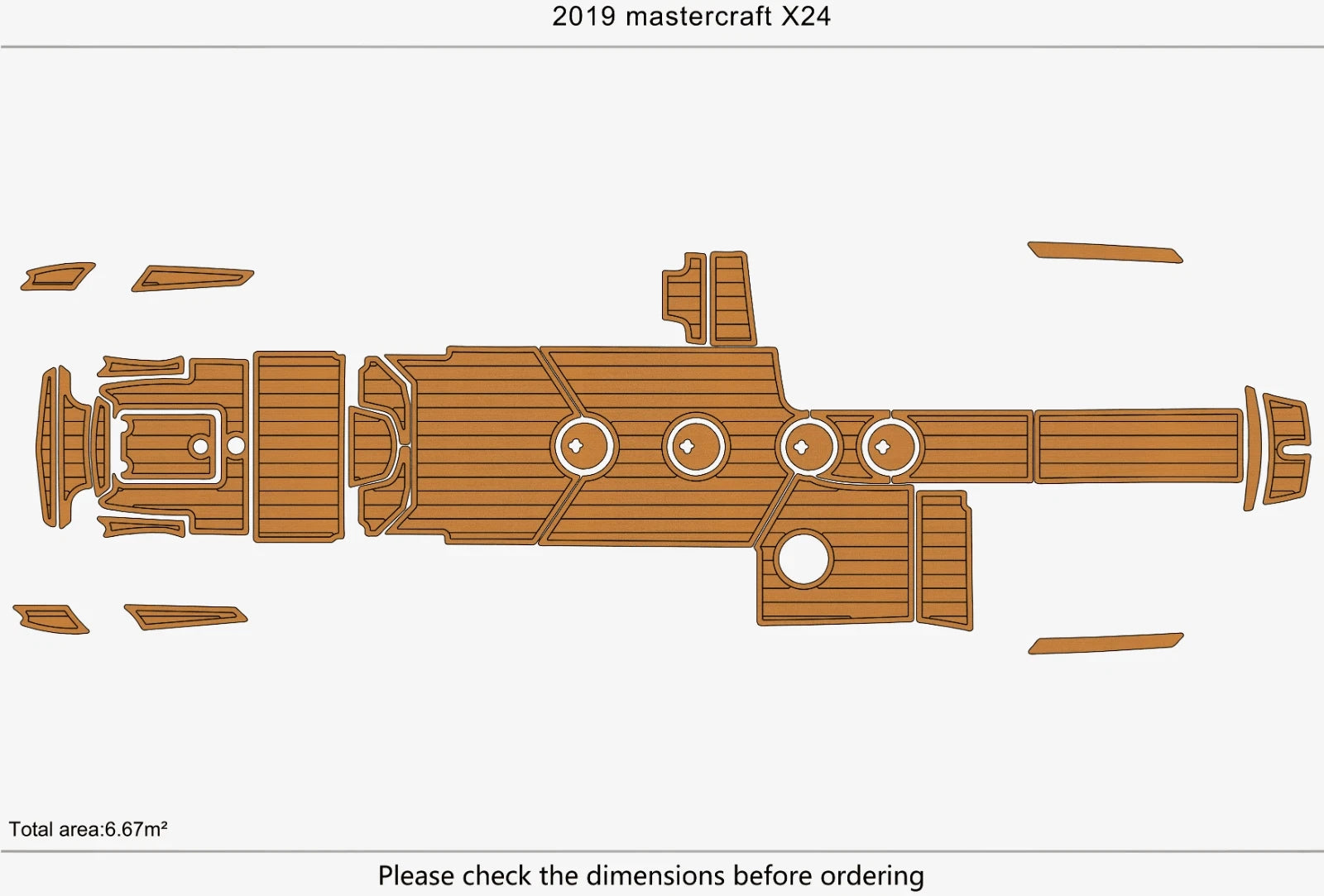 Swim Platform Cockpit Pad for Mastercraft X24 (2019) - EVA Foam Teak Deck