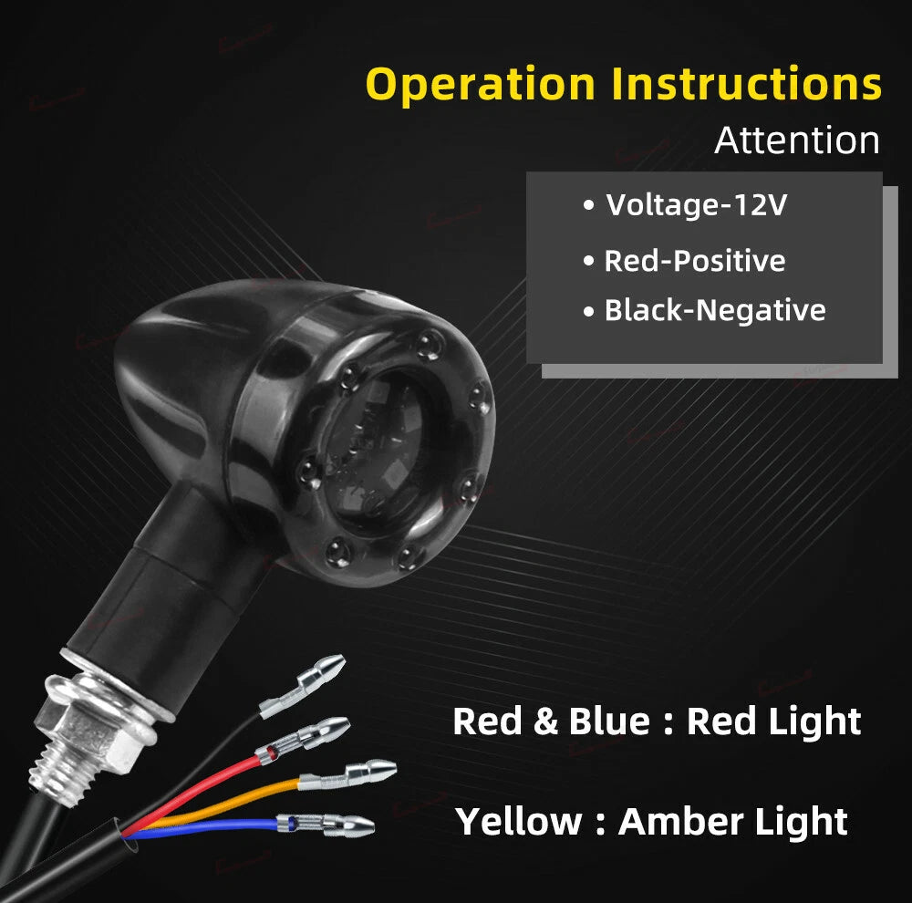 4Pcs LED Turn Signal Blinker Brake Lights for Motorcycle (USA)