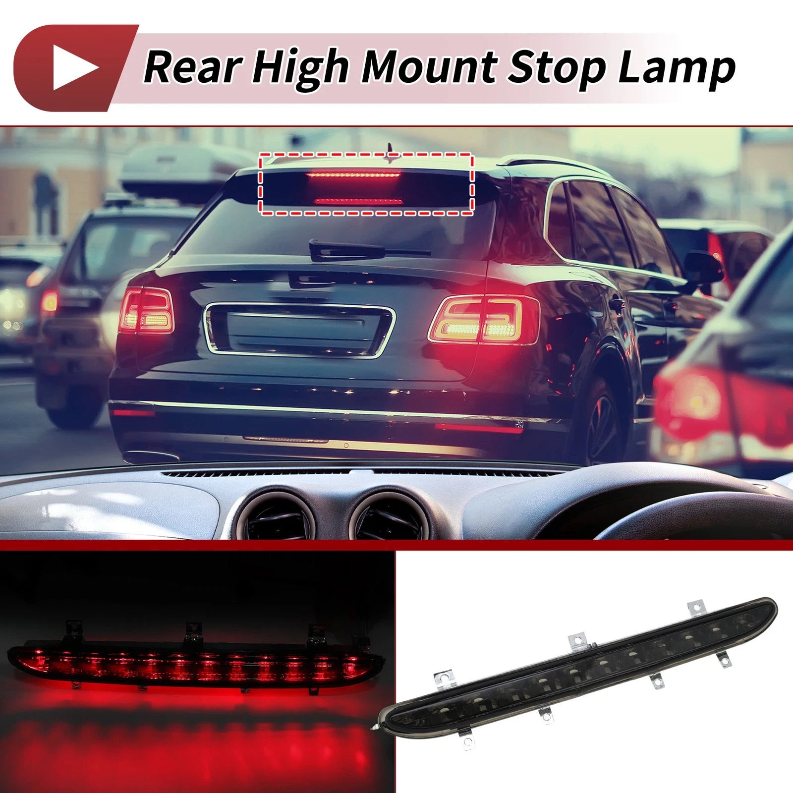 Black LED Third Brake Light for Volkswagen EOS (2006–2016) No. 1Q0945097B/1Q0945097A