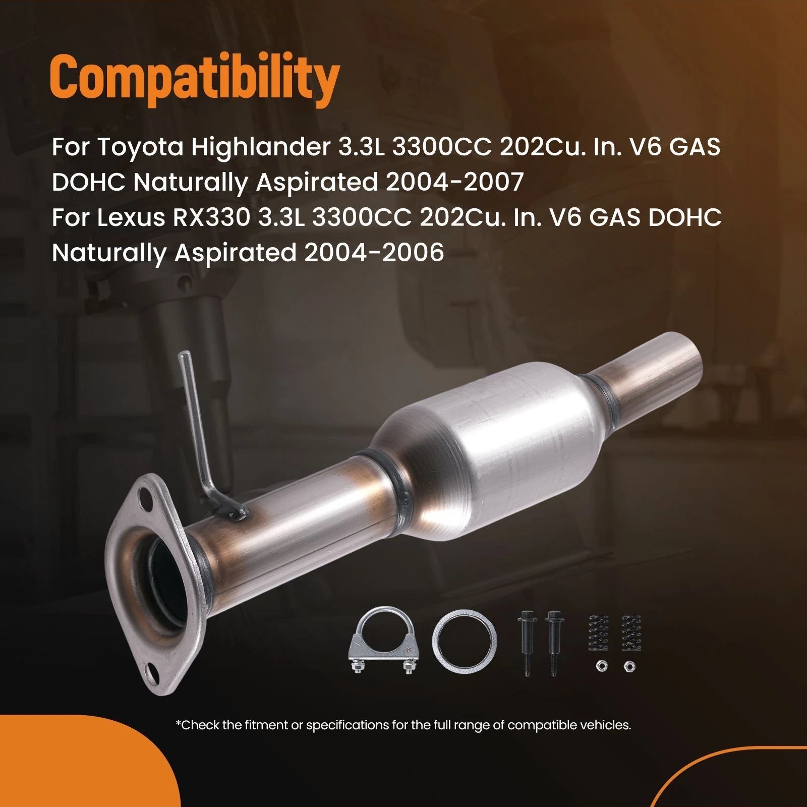 Catalytic Converter for Toyota Highlander (2004–2007) Lexus RX330 (2004–2006) 3.3L