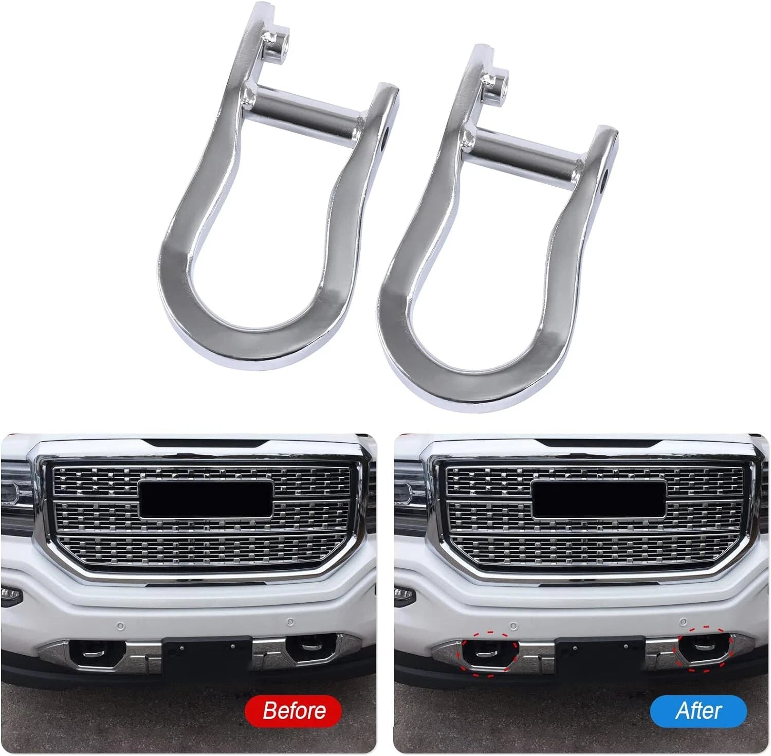 2Pcs Chrome Tow Hooks for Chevrolet GMC Silverado Sierra 1500 (2007–2019) 84072462