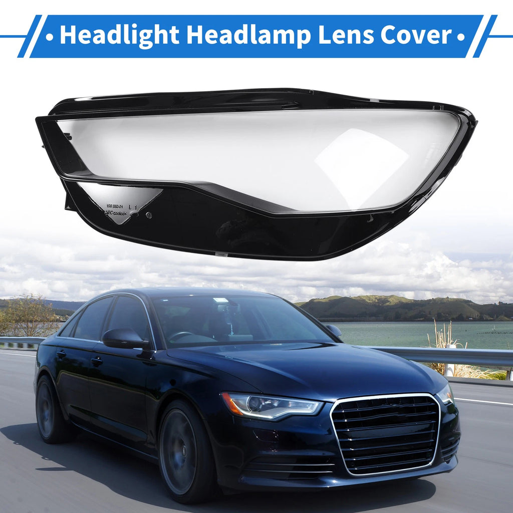 1 Pc Headlight Lens Cover for Audi A6 (2016–2018) Black