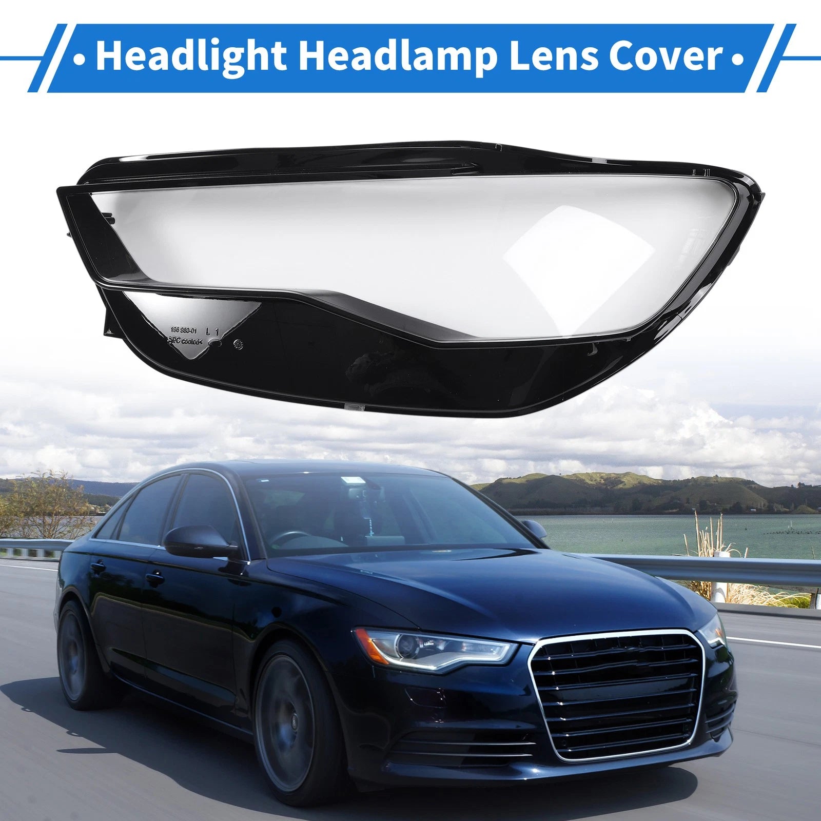 1 Pc Headlight Lens Cover for Audi A6 (2016–2018) Black