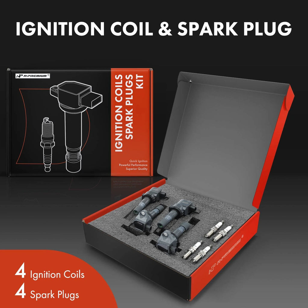 Set of 4 Ignition Coils & Iridium Spark Plugs for Honda Civic (2012–2015)