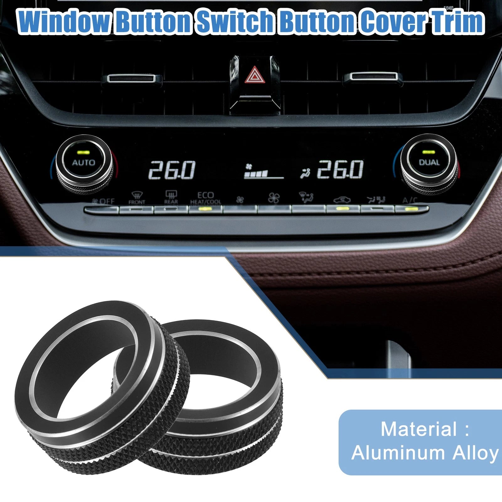 Set of 2 AC Control Switch Knob Cover Trim for Toyota Corolla (2020–2022)