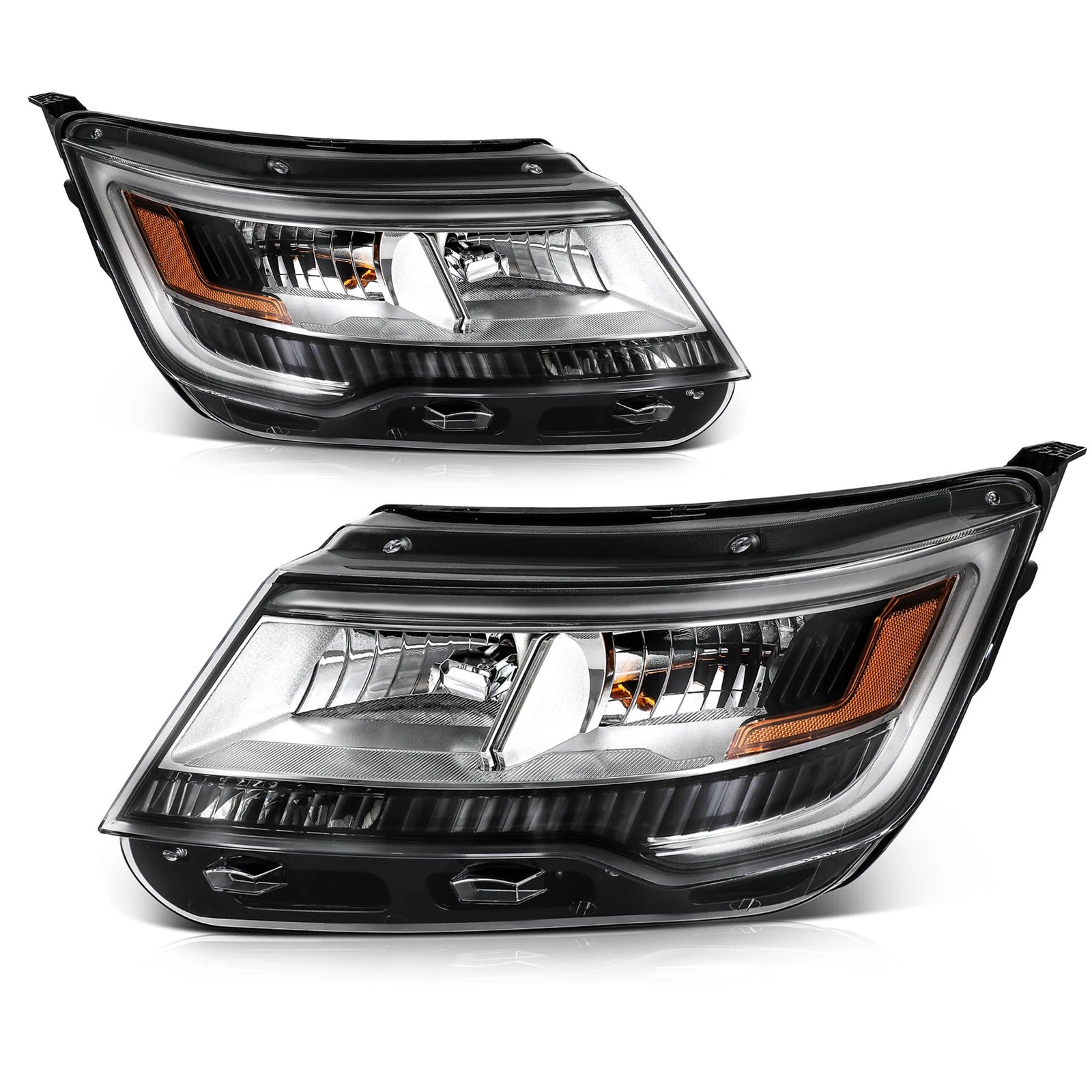 Pair Halogen Headlights for Ford Explorer (2016–2018) Chrome