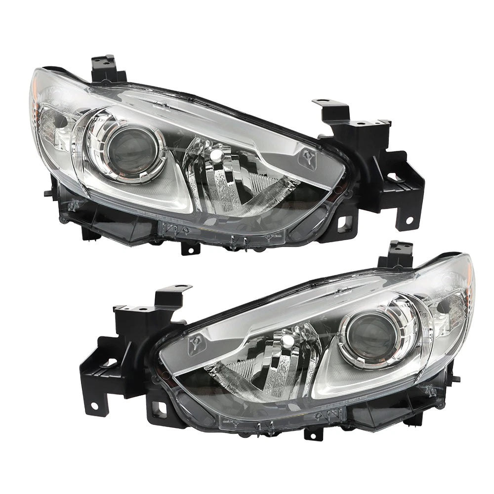 Set of 2 Headlight Assemblies for Mazda 6 (2014â2017) Black Housing Halogen