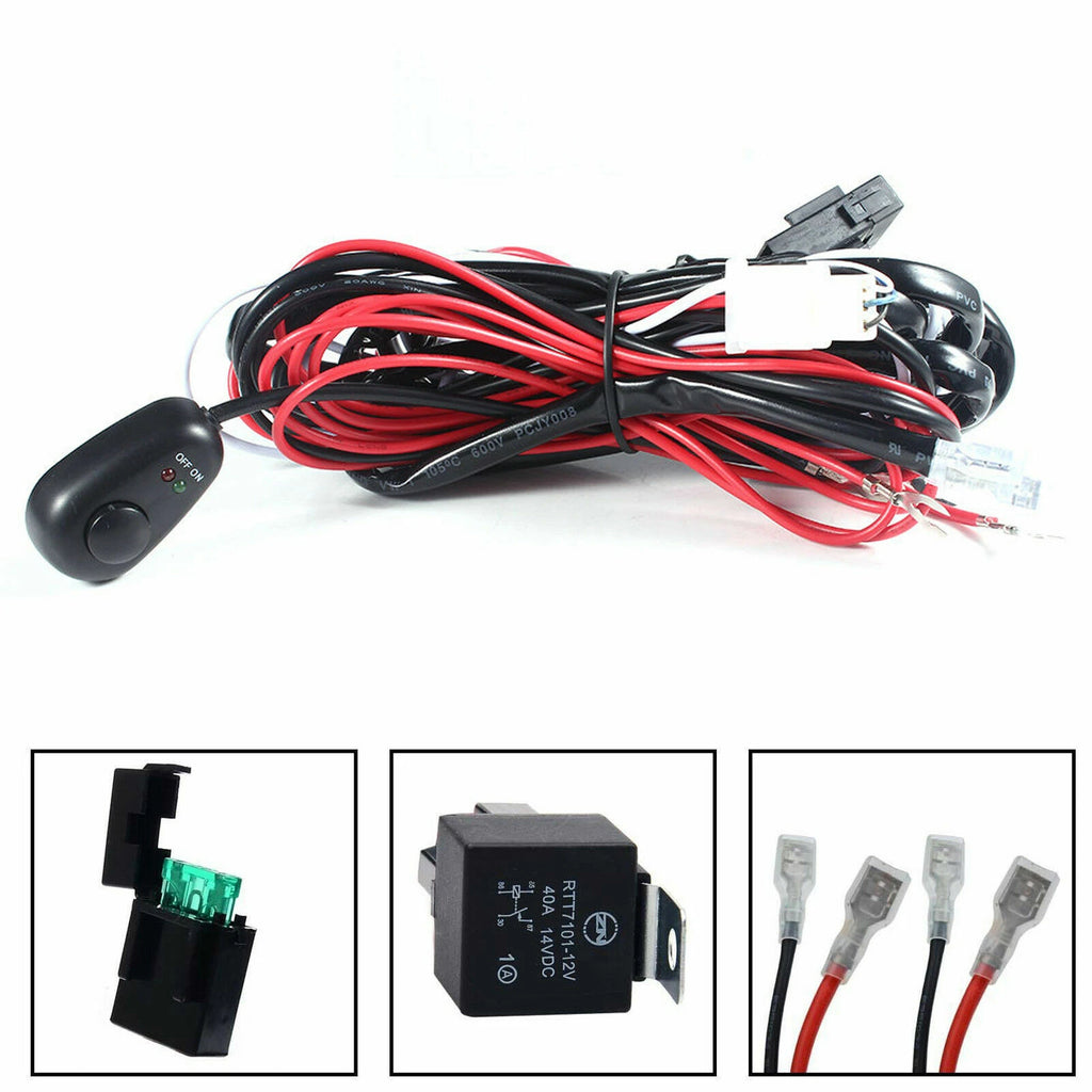 Heavy Relay Harness Wire Kit with LED Switch for Fog Lights HID Worklamp (2015–2025)
