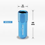 20Pc M12X1.5 Sky Blue JDM Open-End Acorn Wheel Lug Nuts + Extension 25mmx60mm