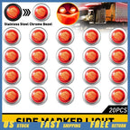 20X 3/4" Stainless Round Red LED Marker Side Light Base for Trailer Truck