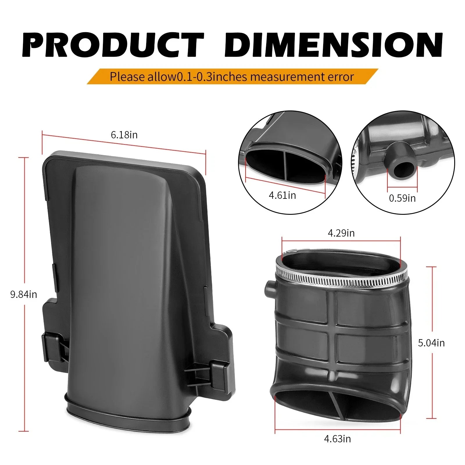 Airbox Lid Cover & DUCT W/ Elbow PIPE for Yamaha Raptor 660R (2001–2005)