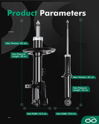 Front and Rear Shocks Struts for Chrysler Sebring 200 (2008–2010) & Chrysler 200 (2011–2014)