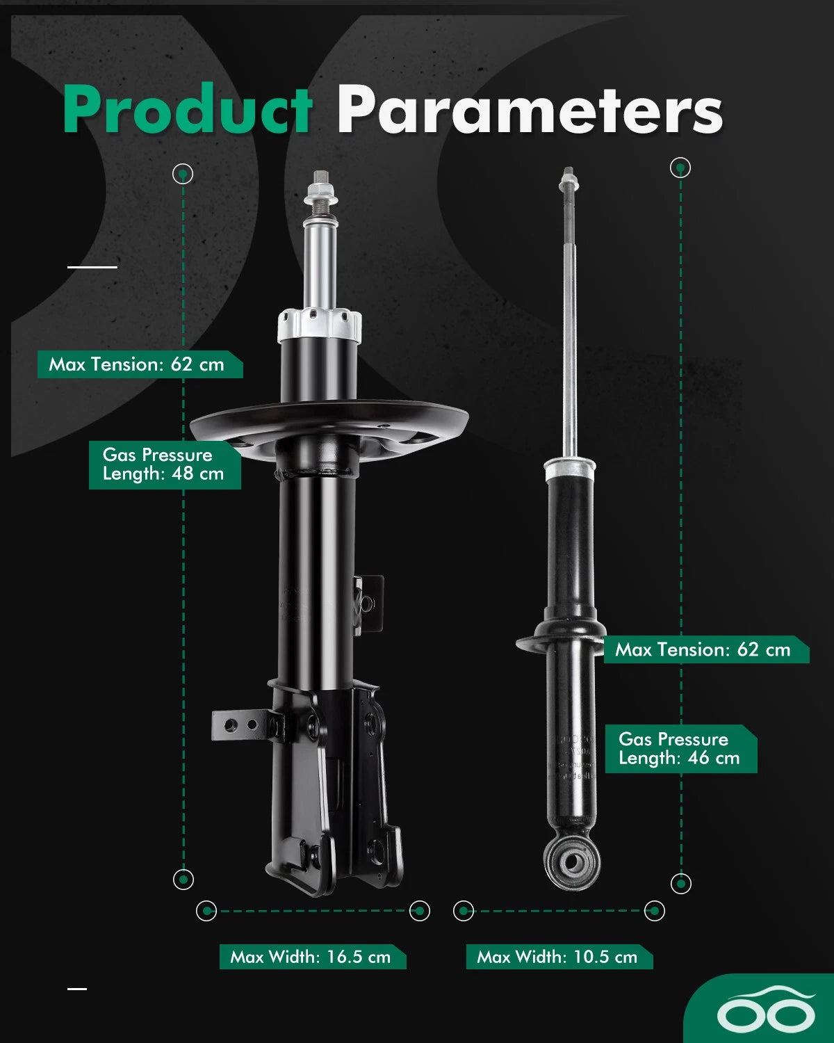 Front and Rear Shocks Struts for Chrysler Sebring 200 (2008–2010) & Chrysler 200 (2011–2014)