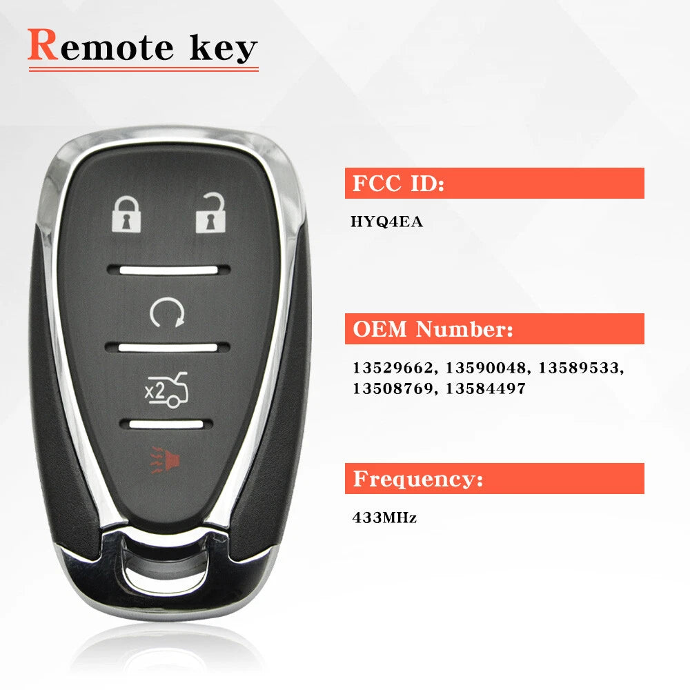 Remote Key Fob HYQ4EA 13529662 for Chevrolet Camaro Cruze Malibu (2016–2021)