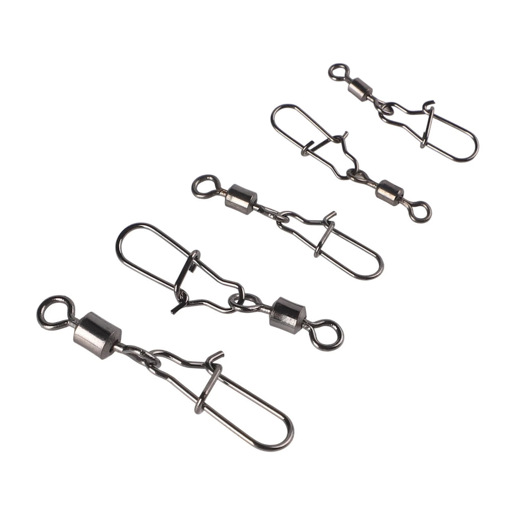 50pcs Fishing Swivels Clips 4# 6# 8# 10# 12# Copper Iron Material