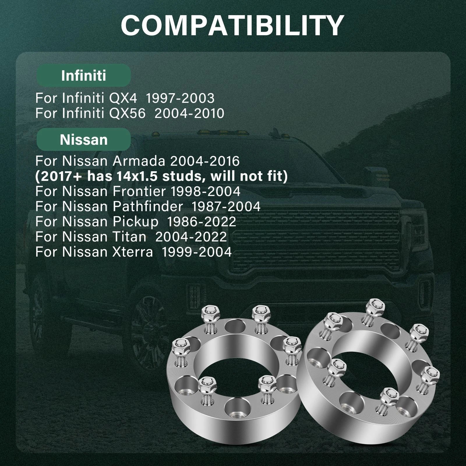 4X 6x5.5 Wheel Spacers 2" for Nissan Pickup Titan (1986–2022)