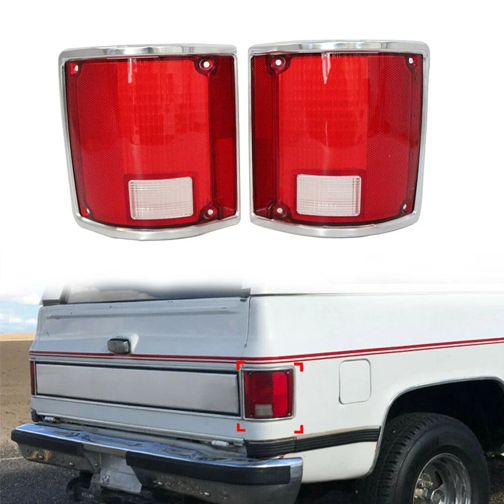 Tail Light Lamp Lens with Chrome Bezel for Chevrolet C10 C20 C30, GMC C15 C25 (1960–1987)