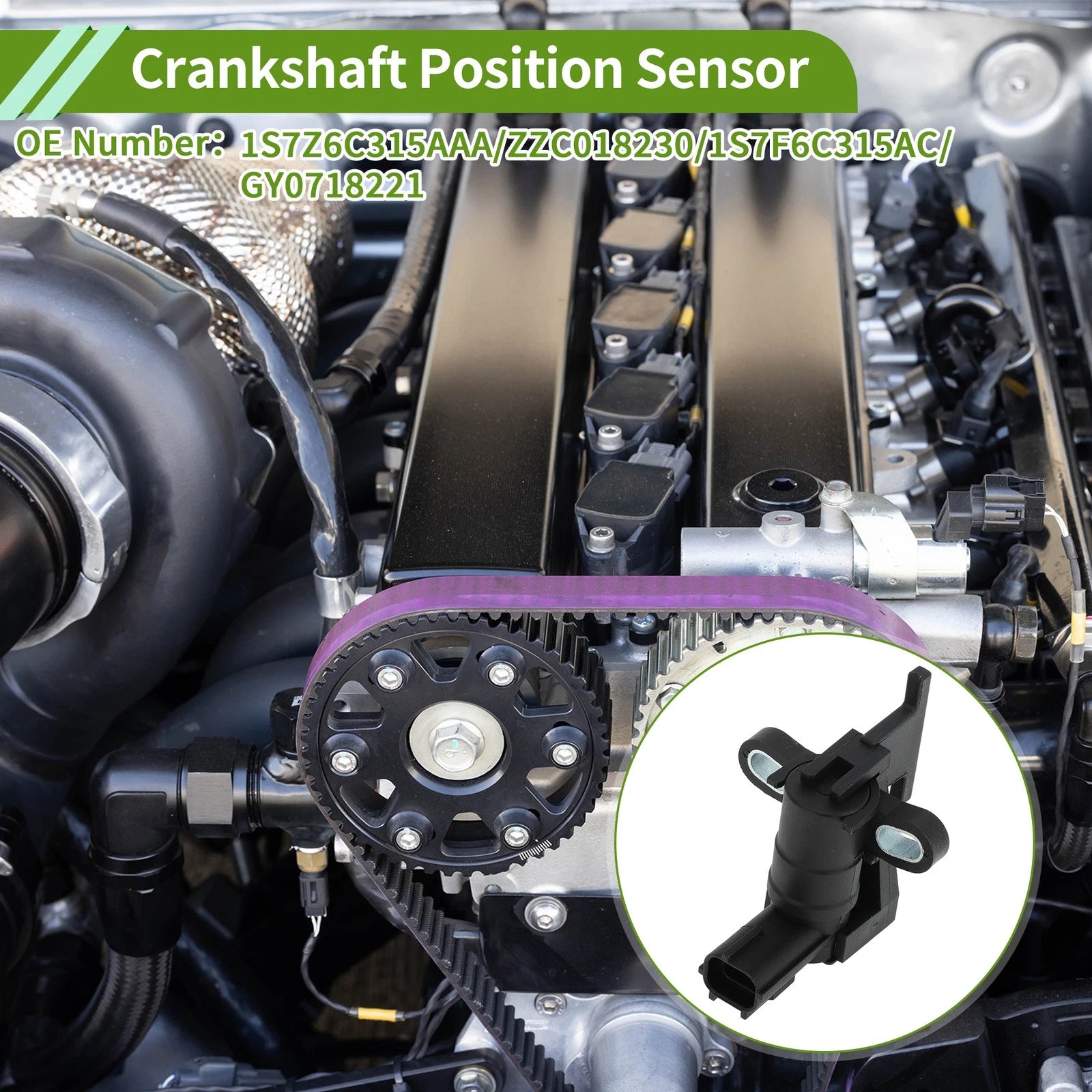 Crankshaft Position Sensor for Ford Focus (2003–2011) 1S7Z6C315AAA Black