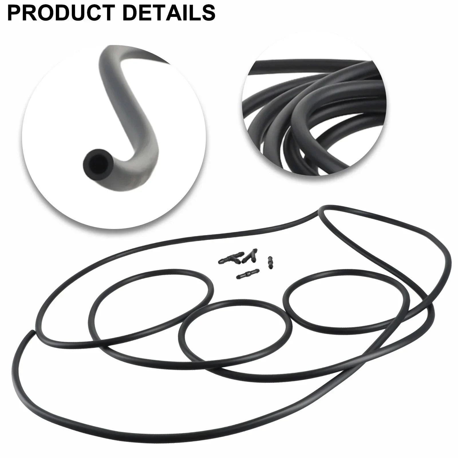 Hose Connector Splitter 300CM Black for Windshield Washer Wiper Tube