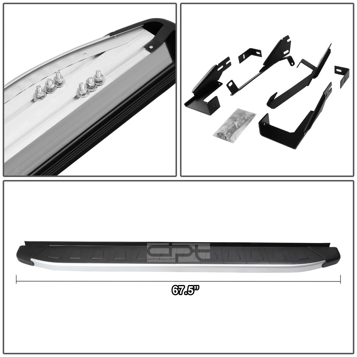 Set of 2 Side Step Bars for Hyundai Tucson (2010–2015) 5.75" Metallic/Black