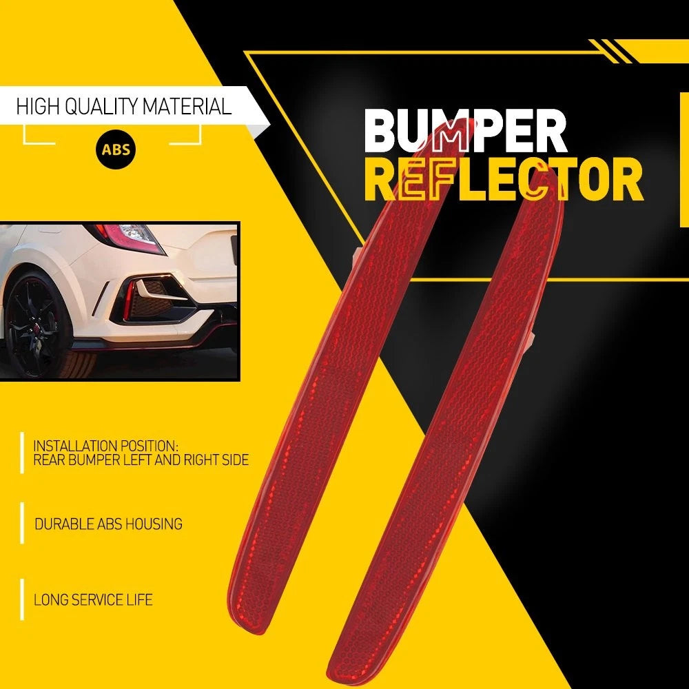 Red Lens Rear Bumper Reflector Marker 1 Pair for Honda Civic Hatchback (2017–2021)