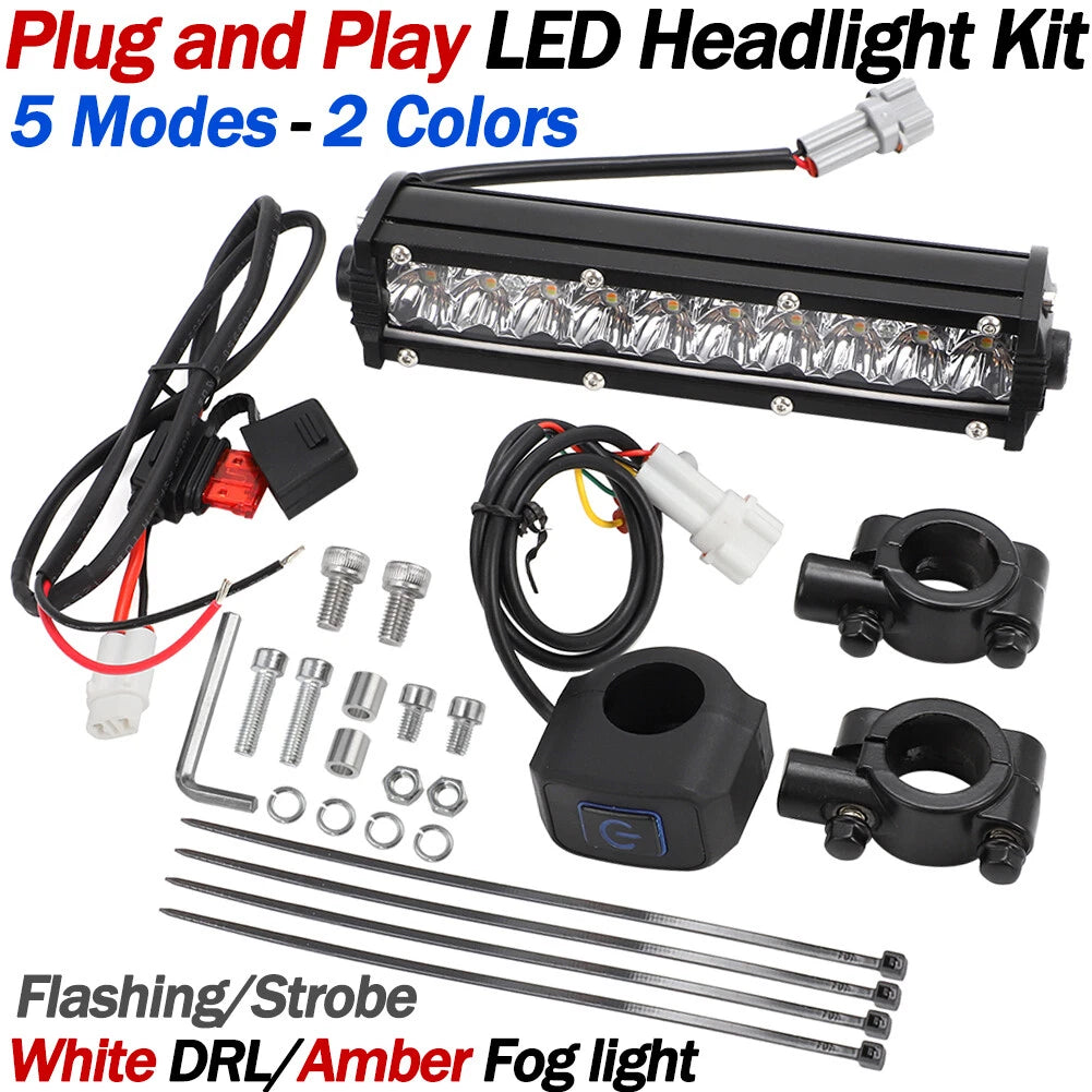 LED Headlight Light Bar Kit 5 Modes for Kawasaki KLX110 KLX140 (2008–2022)