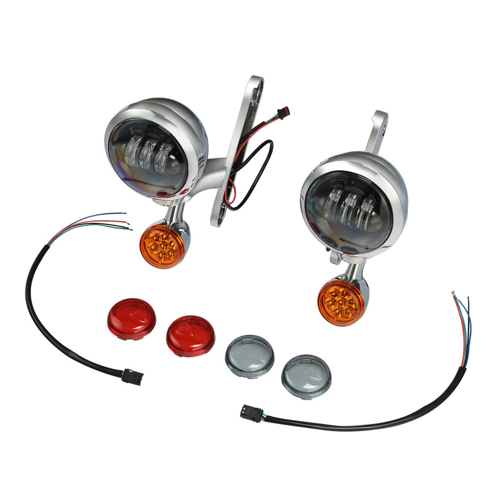 Set of 2 LED Fog Light Brackets for Harley Road King FLHX (1994–2024)