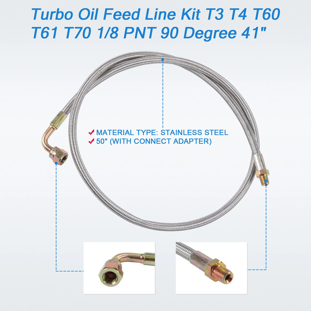 Turbo Oil Feed and Return Line Kit for T3 T4 T60 T61 (1/8 PNT, 90 Degree)