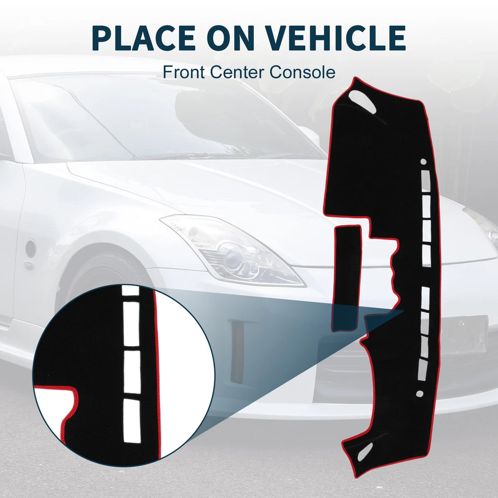 Dashboard Dash Cover Mat for Nissan Fairlady Z33 350Z (2002–2008) Black Red