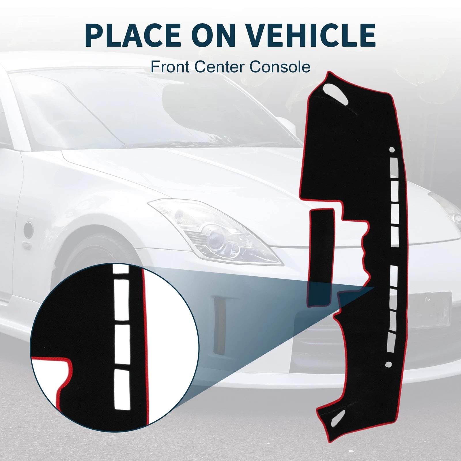 Dashboard Dash Cover Mat for Nissan Fairlady Z33 350Z (2002–2008) Black Red