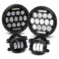 Set of 4 Full LED Bug Eye Projector Headlight & Fog Lamps for Wrangler (2007–2018)