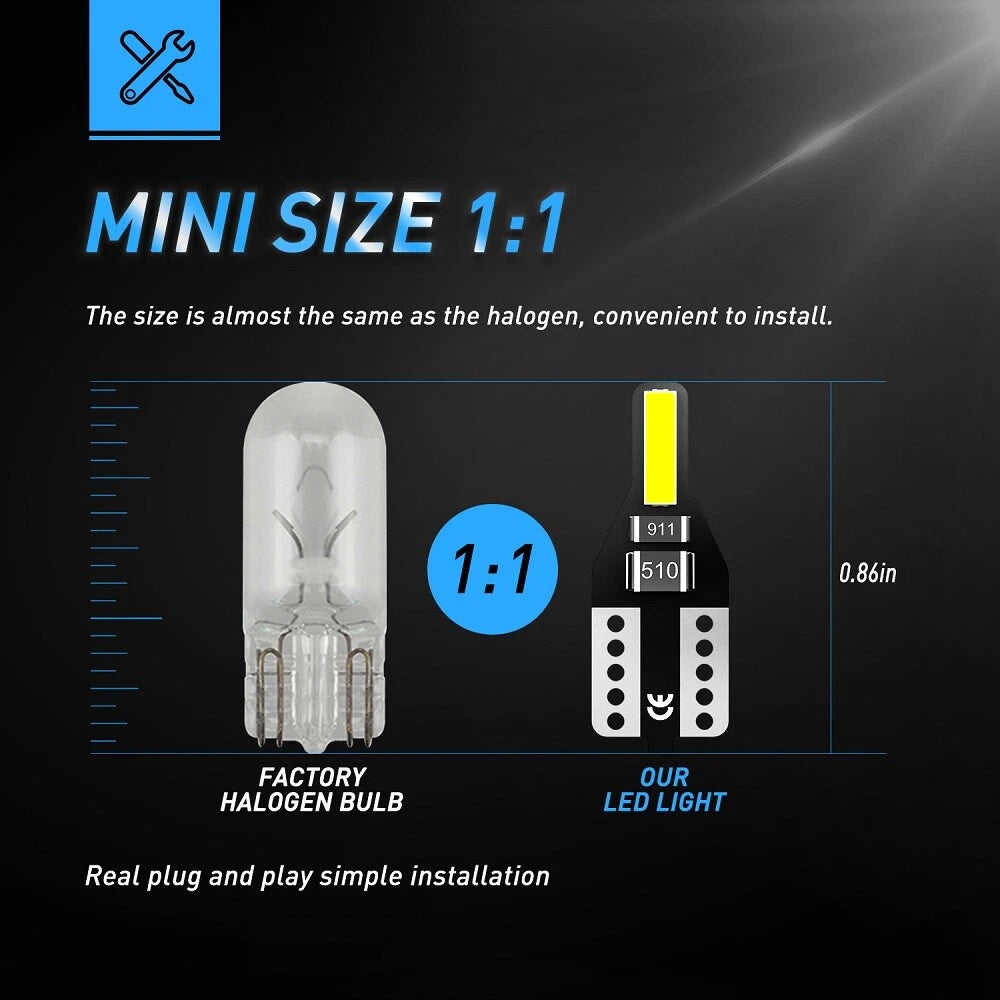 2X T10 LED License Plate Light Bulbs