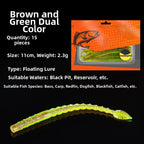 15pcs 110mm Soft Swimbaits Floating Worm Lures for Fishing