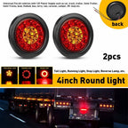 2X 4" 16-LED Round Tail Stop Brake Turn Signal Lights for Truck (EV)