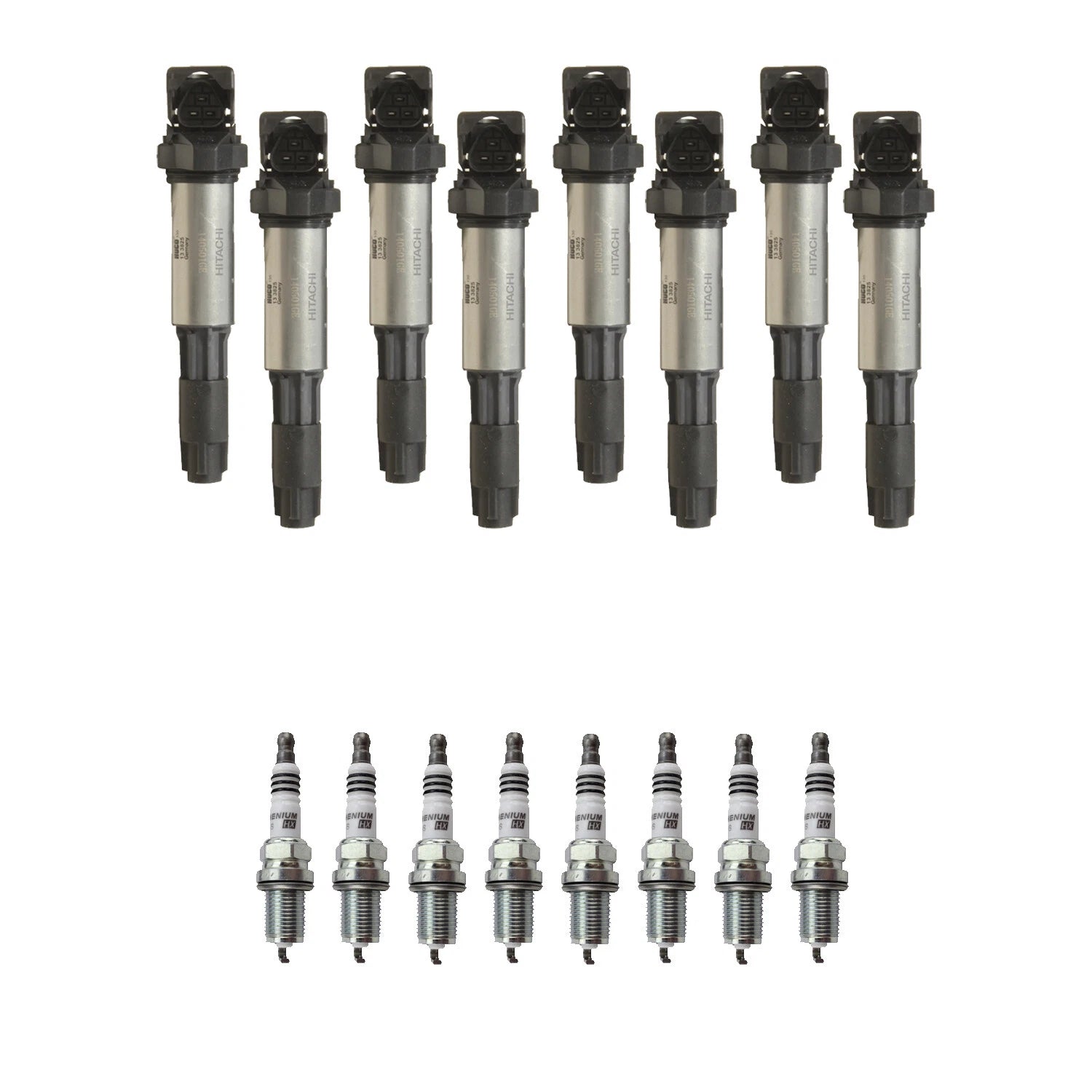 Set of 8 Ignition Coils & NGK Ruthenium Spark Plugs for BMW 545i 745i