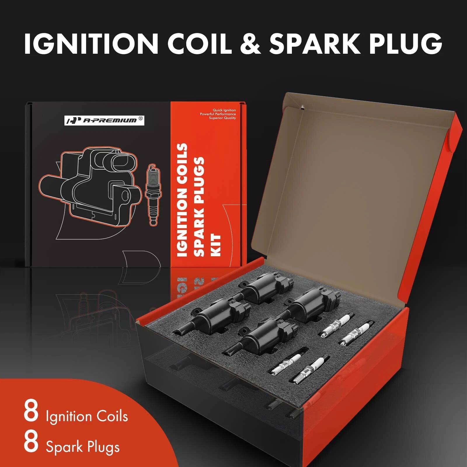 Set of 8 Ignition Coils & Iridium Spark Plugs for Silverado 1500 (1999–2006)