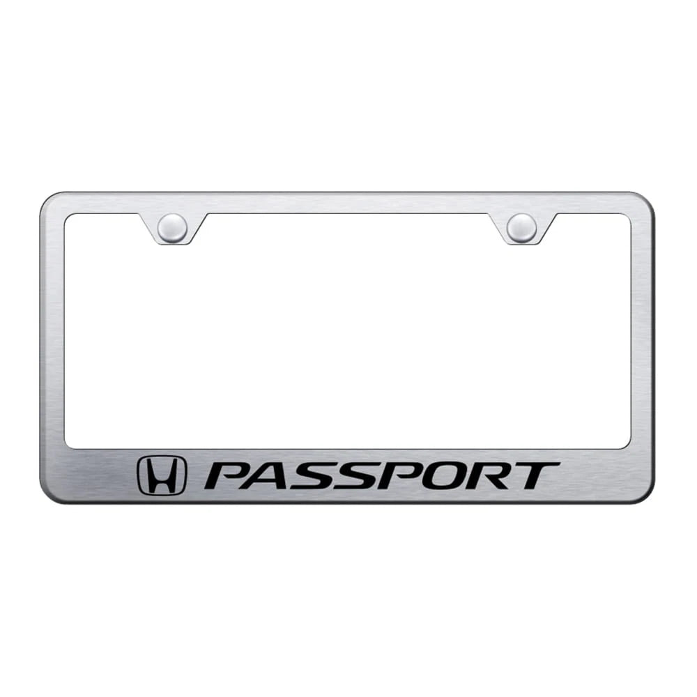Brushed Laser Etched Wide Bottom License Plate Frame for Honda Passport