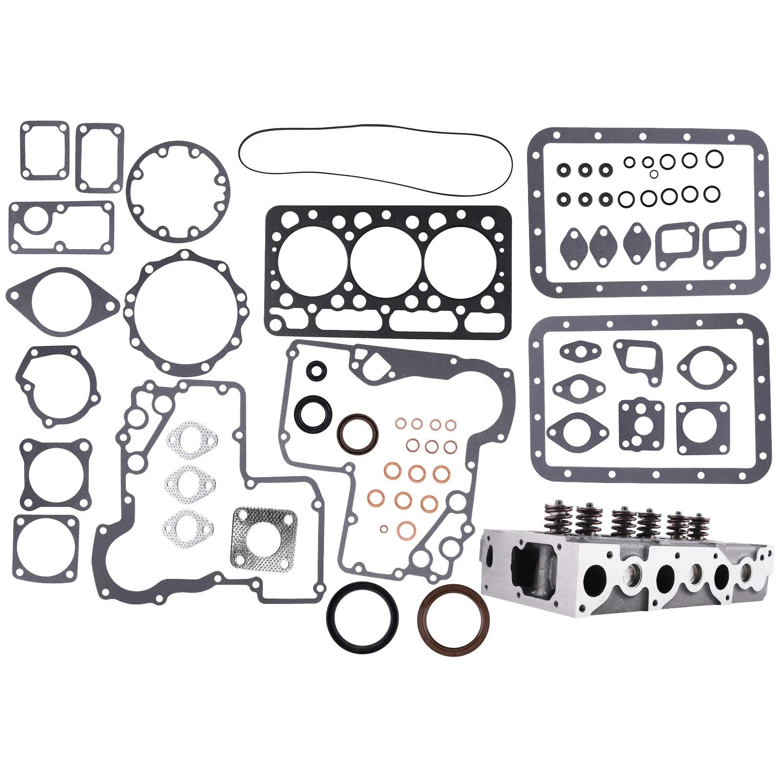 Complete Cylinder Head with Valves and Full Gasket Kit for Kubota (D850–D950, 1974–1985)