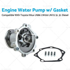Water Pump w/ Gasket for Toyota Hilux LN86 LN106 LN172 (1983–2000)