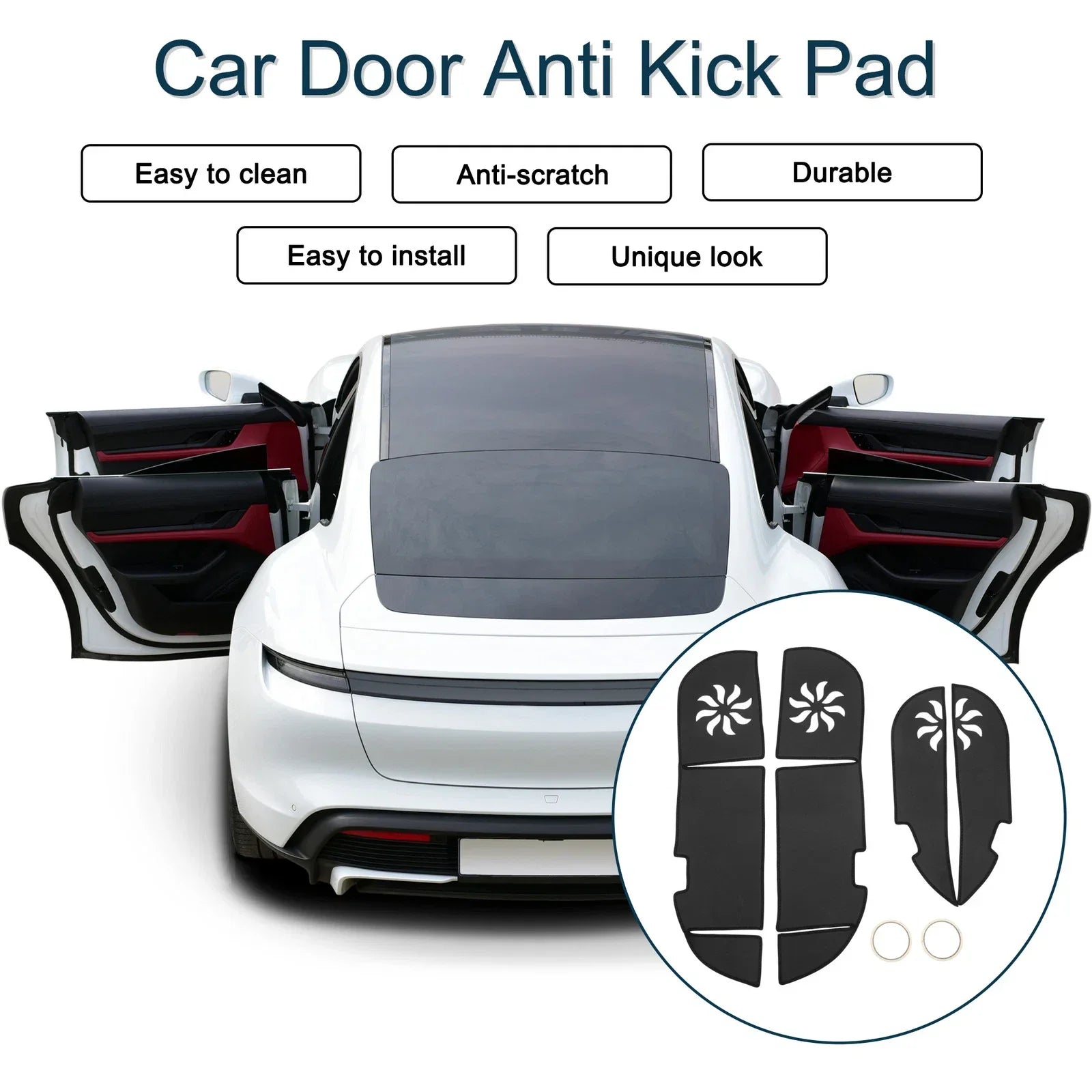 Car Door Anti Kick Pad Sticker Protector for Lexus RX (2009-2014) Black 1 Set