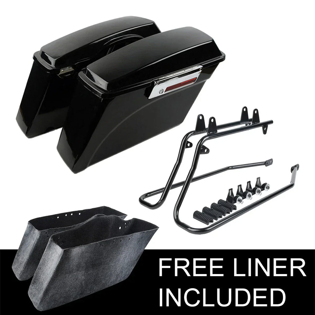 Saddlebags Saddle Bag with Black Softail Brackets for Harley Fatboy