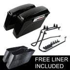 Saddlebags Saddle Bag with Black Softail Brackets for Harley Fatboy